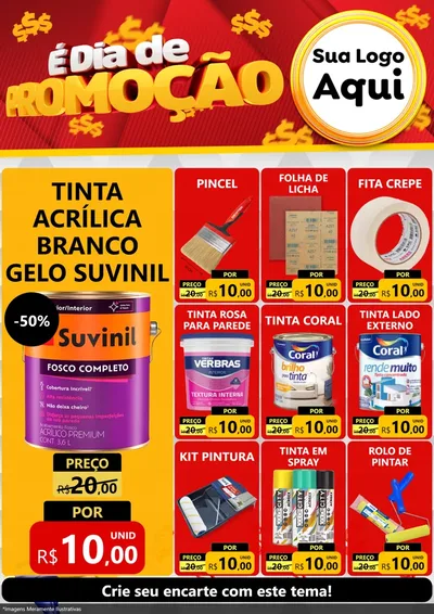 Modelo de Encarte para Encarte A4 Vertical com o tema É Dia De Promoção para Tintas e Ferramentas