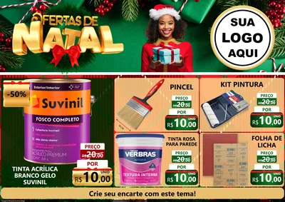 Modelo de Encarte para Encarte A4 Horizontal com o tema Ofertas de Natal para Tintas e Ferramentas