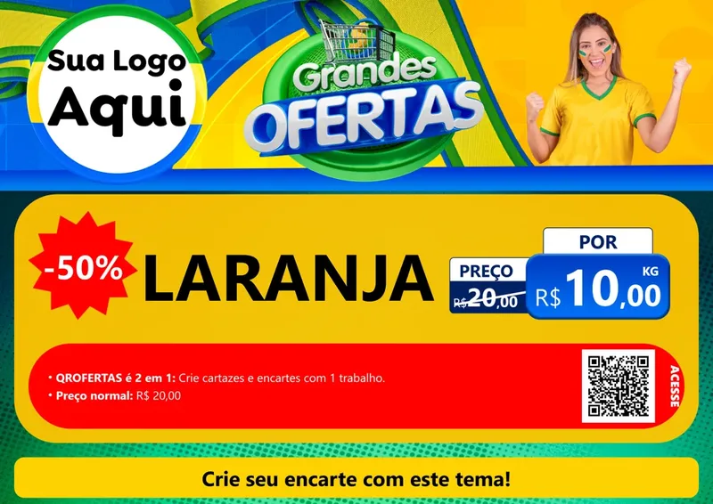 Modelo de Cartaz para Cartaz A4 Horizontal com o tema Grandes Ofertas para Hortifrúti