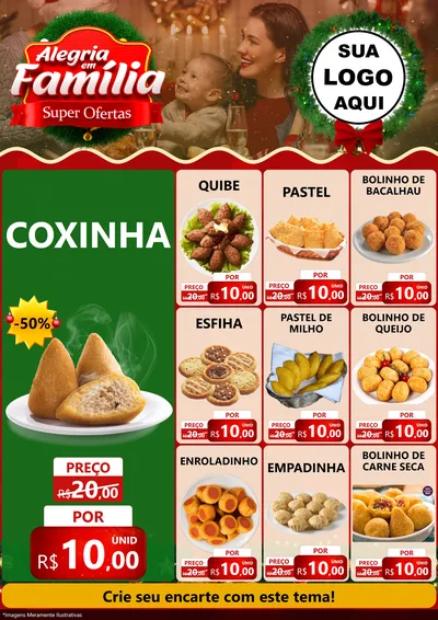Modelo de Encarte para Encarte A4 Vertical com o tema Alegria Em Família - Super Ofertas para Salgadaria