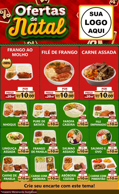 Modelo de Encarte para Encarte Grande com o tema Ofertas de Natal para Restaurante