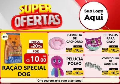 Modelo de Encarte para Encarte A4 Horizontal com o tema Super Ofertas para Pet Shop