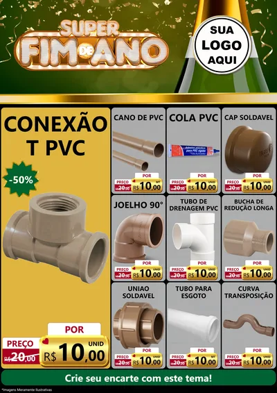 Modelo de Encarte para Encarte A4 Vertical com o tema Super Fim de Ano para Tubos e conexões