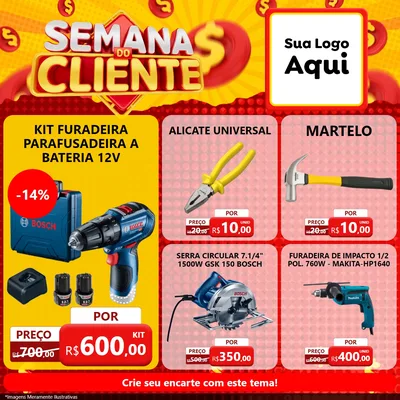 Modelo de Rede Social para Feed Facebook com o tema Semana do Cliente para Maquinas e Ferramentas