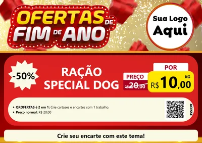 Modelo de Cartaz para Cartaz A4 Horizontal com o tema Ofertas de Fim de Ano para Pet Shop