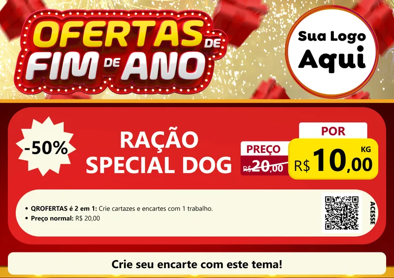 Modelo de Cartaz para Cartaz A4 Horizontal com o tema Ofertas de Fim de Ano para Pet Shop