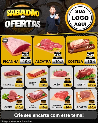 Modelo de Rede Social para Feed Instagram com o tema Sabadão de Ofertas para Açougue