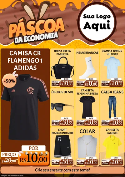 Modelo de Encarte para Encarte A4 Vertical com o tema Páscoa da Economia para Roupas e acessórios