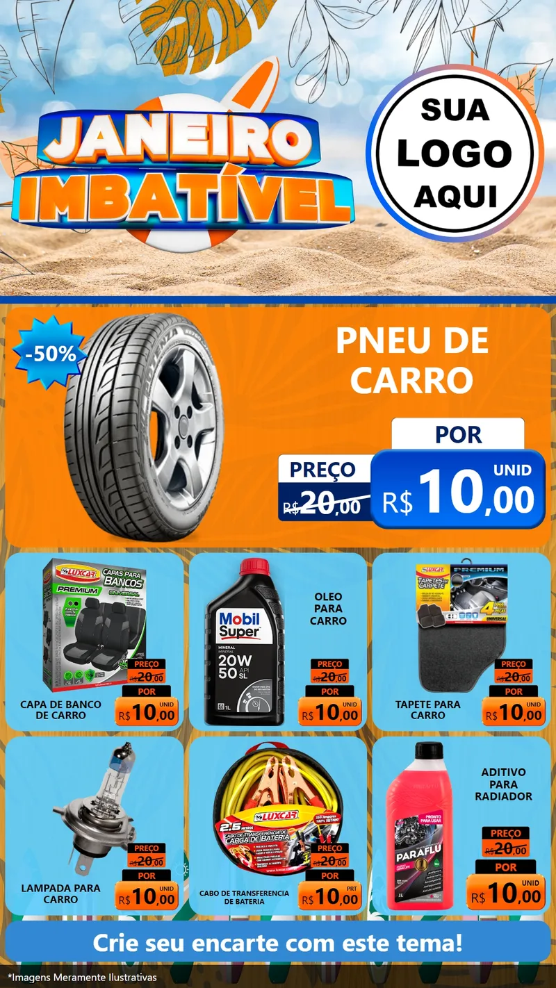 Modelo de Rede Social para Stories com o tema Janeiro Imbatível para Auto peças