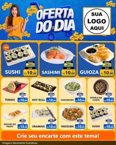 Modelo de Rede Social para Feed Instagram com o tema Oferta do Dia para Comida japonesa