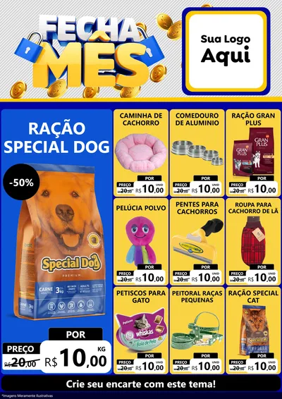 Modelo de Encarte para Encarte A4 Vertical com o tema Fecha Mês para Pet Shop