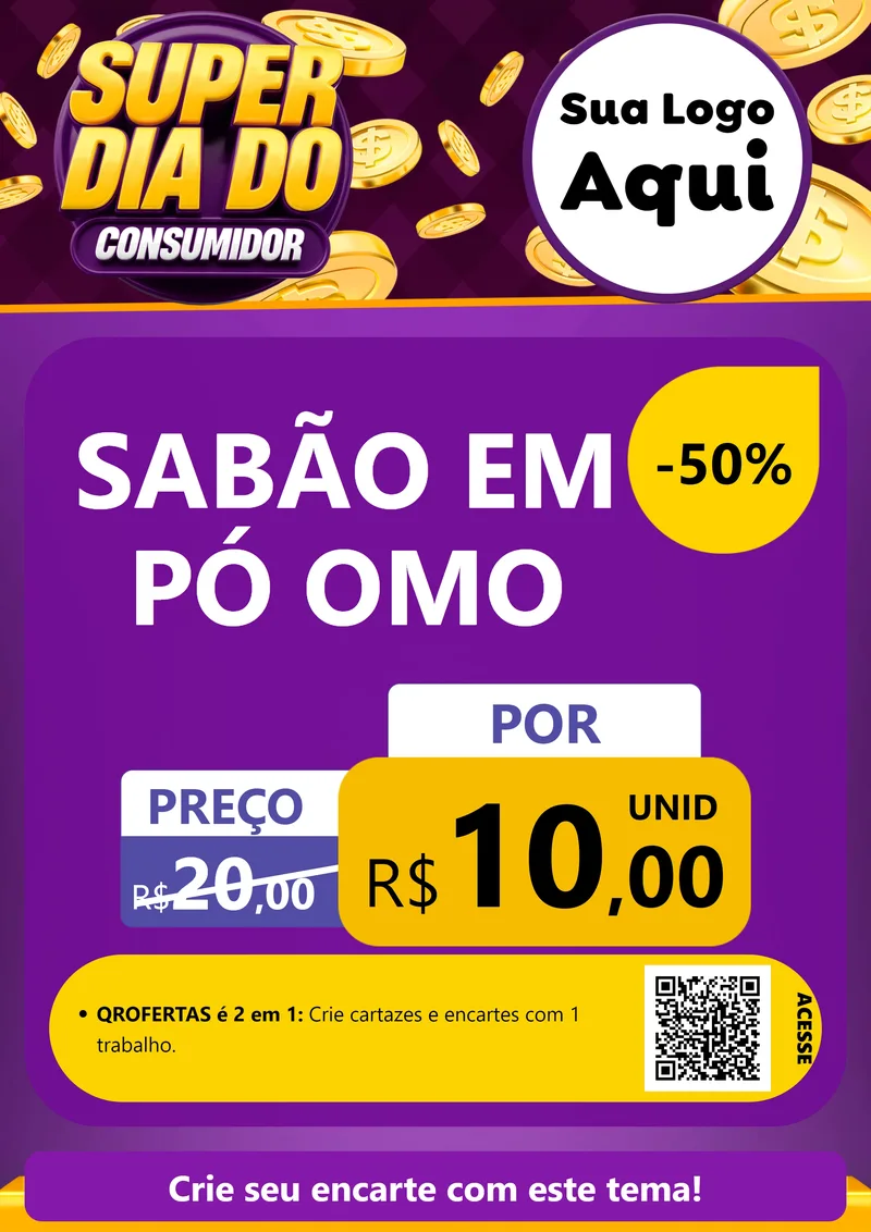 Modelo de Cartaz para Cartaz A4 Vertical com o tema Super Dia do Consumidor para Produtos de Limpeza