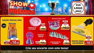 Modelo de TV para TV Horizontal com o tema Show de Prêmios para Pet Shop