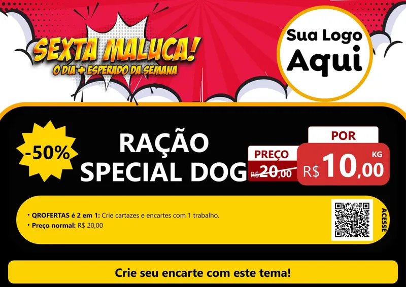 Modelo de Cartaz para Cartaz A4 Horizontal com o tema Sexta Maluca! para Pet Shop
