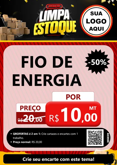 Modelo de Cartaz para Cartaz A4 Vertical com o tema Operação Limpa Estoque para Materiais Elétricos