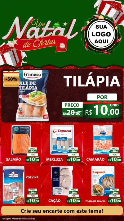 Modelo de Rede Social para Stories com o tema Um Natal de Ofertas para Peixaria