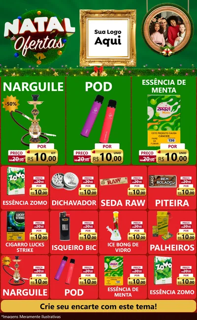 Modelo de Encarte para Encarte Grande com o tema Natal de Ofertas para Tabacaria