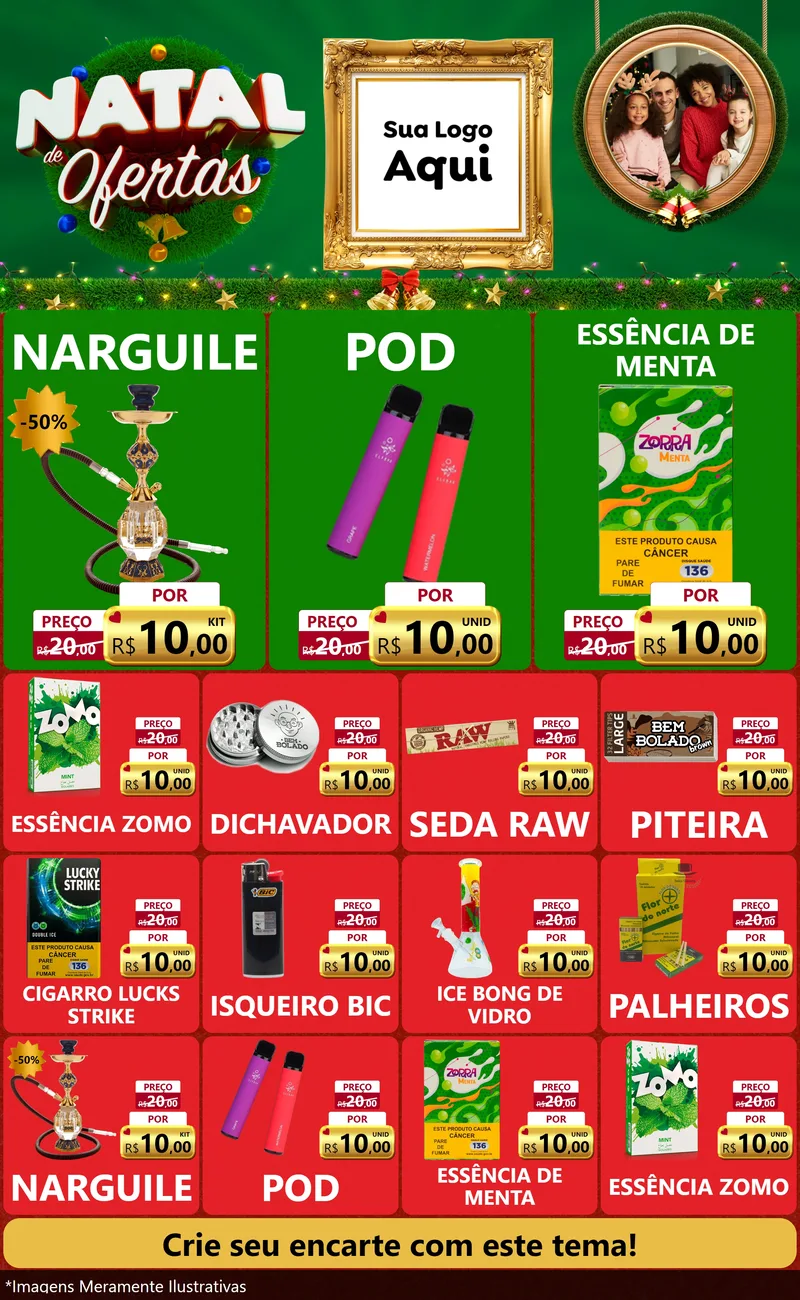 Modelo de Encarte para Encarte Grande com o tema Natal de Ofertas para Tabacaria