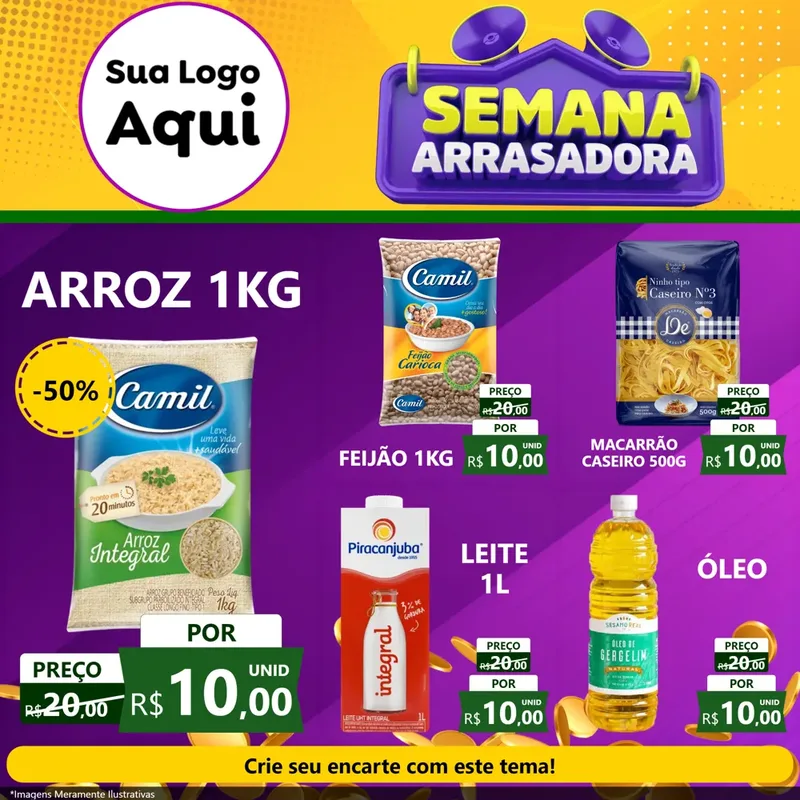 Modelo de Rede Social para Feed Facebook com o tema Semana Arrasadora para Supermercado