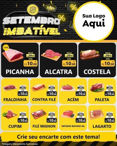 Modelo de Rede Social para Feed Instagram com o tema Setembro Imbatível para Açougue