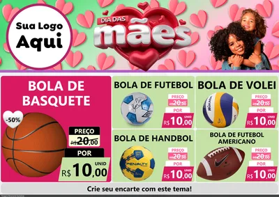 Modelo de Encarte para Encarte A4 Horizontal com o tema Dia das Mães para Artigos Esportivos