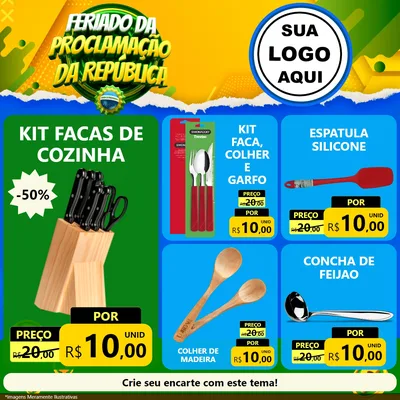 Modelo de Rede Social para Feed Facebook com o tema Feriado da Proclamação da República para Utilidades Domésticas