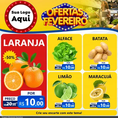 Modelo de Rede Social para Feed Facebook com o tema Ofertas de Fevereiro para Hortifrúti