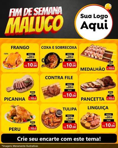 Modelo de Rede Social para Feed Instagram com o tema Final de Semana Maluco para Assados