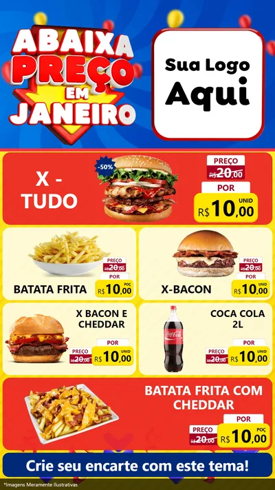 Modelo de TV para TV Vertical com o tema Abaixa Preço em Janeiro para Hamburgueria