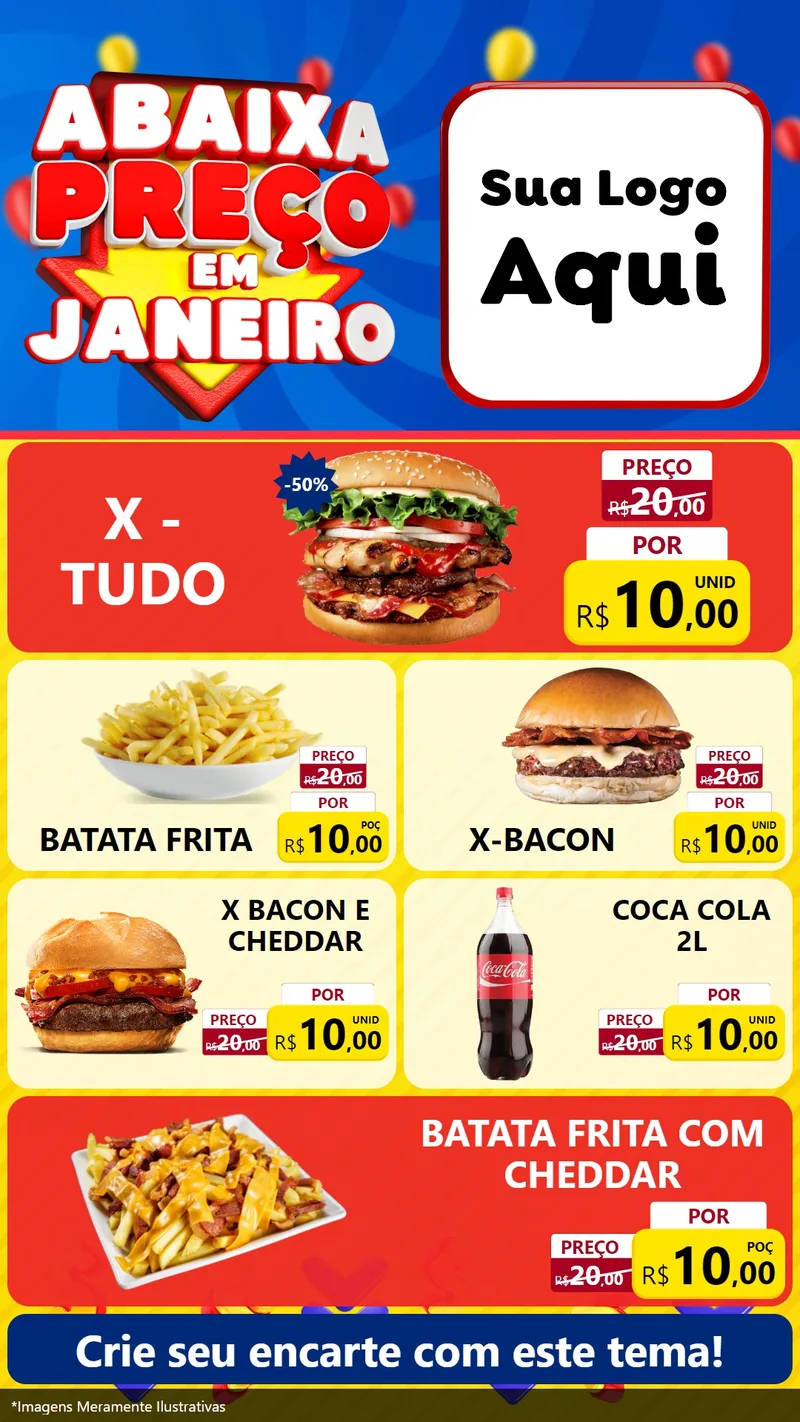 Modelo de TV para TV Vertical com o tema Abaixa Preço em Janeiro para Hamburgueria