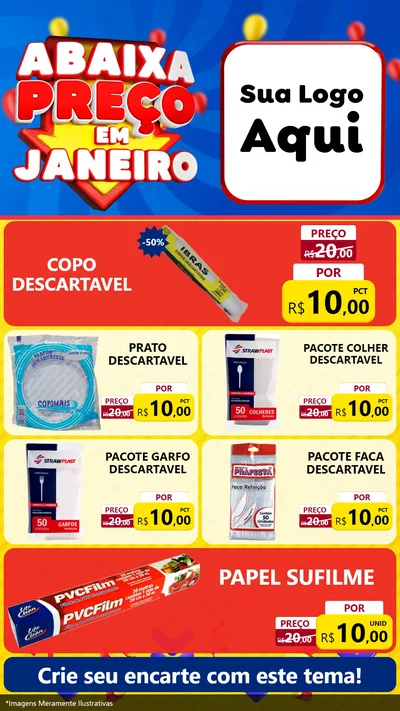 Modelo de TV para TV Vertical com o tema Abaixa Preço em Janeiro para Embalagens