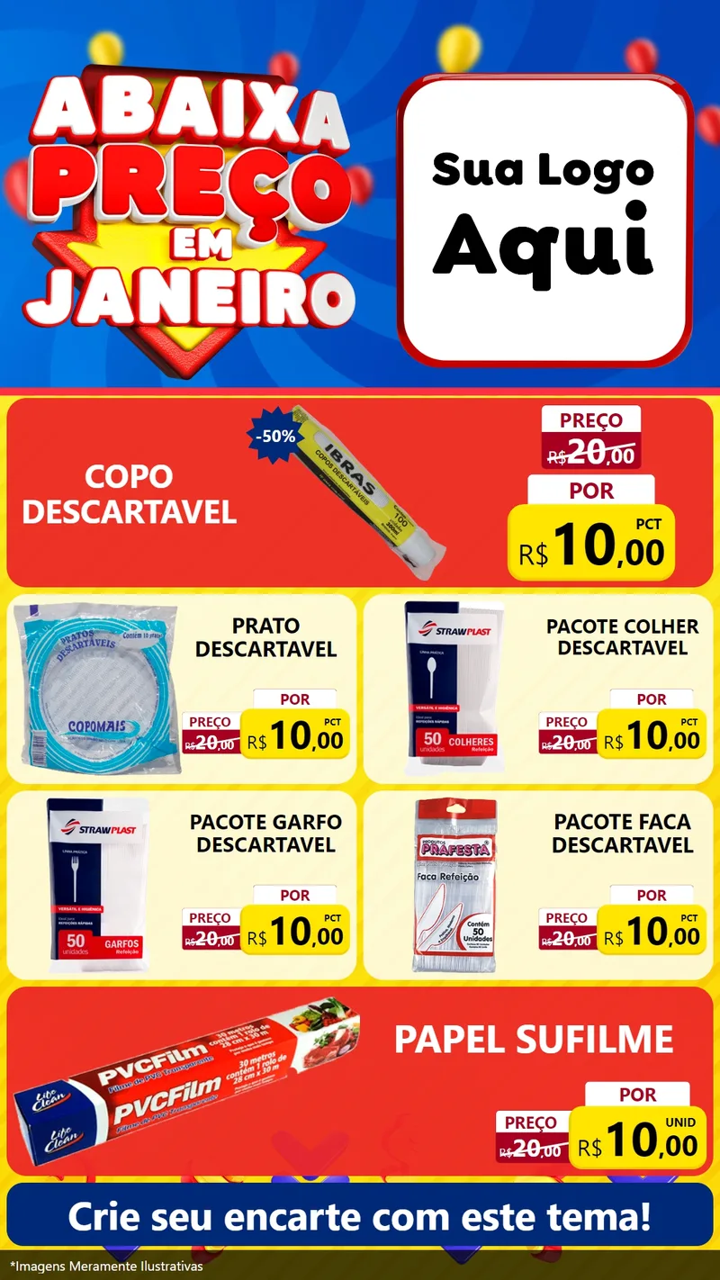 Modelo de TV para TV Vertical com o tema Abaixa Preço em Janeiro para Embalagens