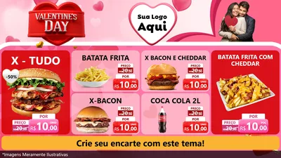 Modelo de TV para TV Horizontal com o tema Valentine's Day para Hamburgueria