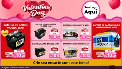 Modelo de TV para TV Horizontal com o tema Valentine's Day para Baterias Elétricas