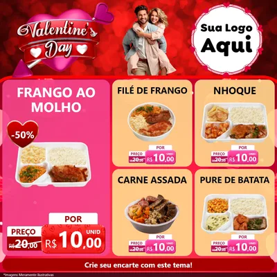 Modelo de Rede Social para Feed Facebook com o tema Valentine's Day para Restaurante