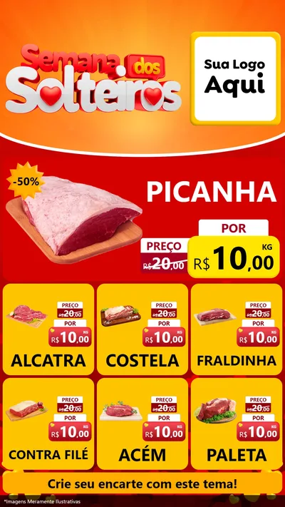Modelo de Rede Social para Stories com o tema Semana dos Solteiros para Açougue