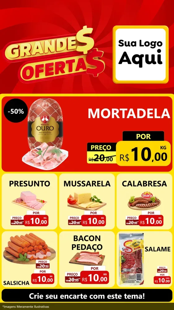 Modelo de Rede Social para Stories com o tema Grandes Ofertas para Frios e Laticínios