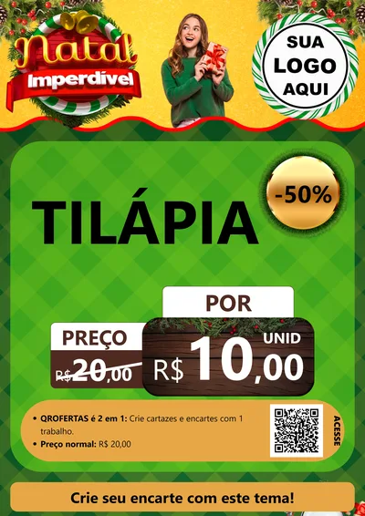 Modelo de Cartaz para Cartaz A4 Vertical com o tema Natal Imperdível para Peixaria