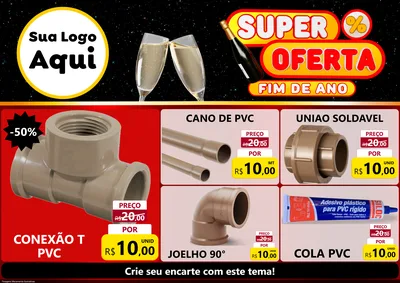 Modelo de Encarte para Encarte A4 Horizontal com o tema Super Oferta Fim de Ano para Tubos e conexões