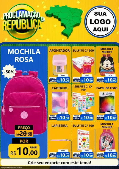 Modelo de Encarte para Encarte A4 Vertical com o tema Proclamação da República para Papelaria
