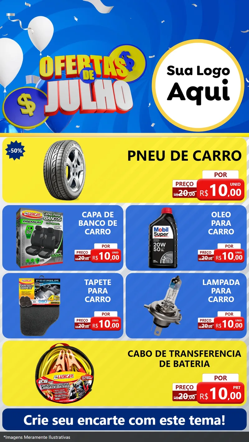 Modelo de TV para TV Vertical com o tema Ofertas de Julho para Auto peças