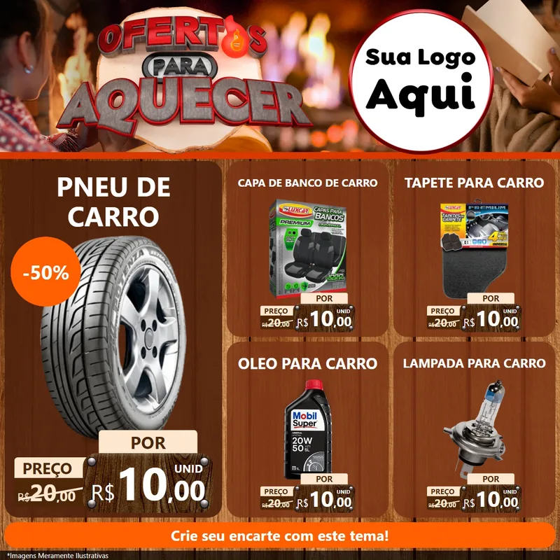 Modelo de Rede Social para Feed Facebook com o tema Ofertas Para Aquecer para Auto peças
