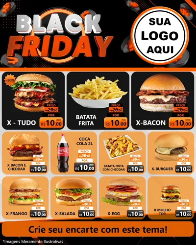 Modelo de Rede Social para Feed Instagram com o tema Black Friday para Hamburgueria