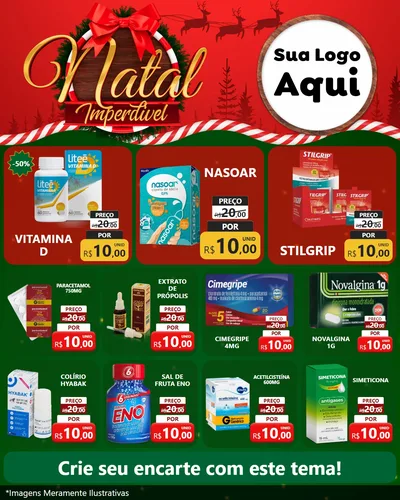 Modelo de Rede Social para Feed Instagram com o tema Natal Imperdível para Farmácia