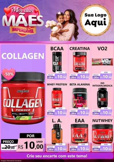 Modelo de Encarte para Encarte A4 Vertical com o tema Mês das Mães Imperdível para Suplementos alimentares