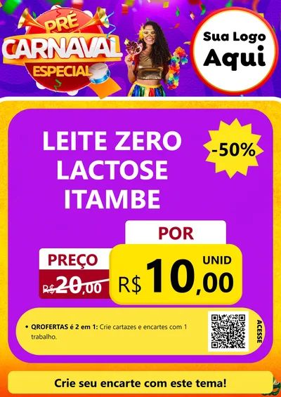 Modelo de Cartaz para Cartaz A4 Vertical com o tema Pré-Carnaval Especial para Frios e Laticínios