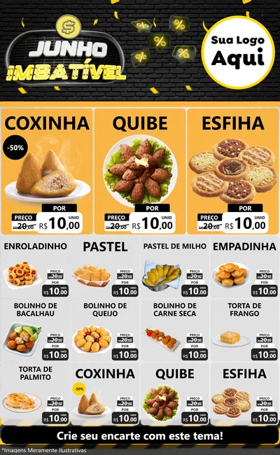 Modelo de Encarte para Encarte Grande com o tema Junho Imbatível para Salgadaria