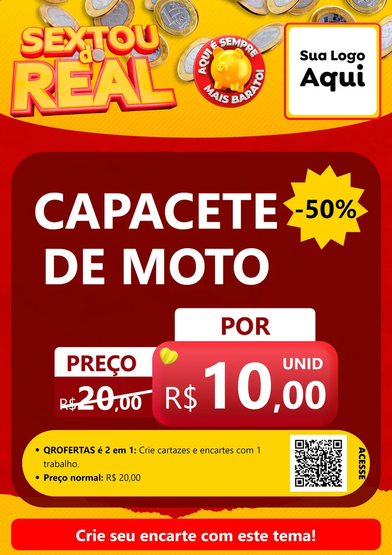 Modelo de Cartaz para Cartaz A4 Vertical com o tema Sextou do Real para Moto peças