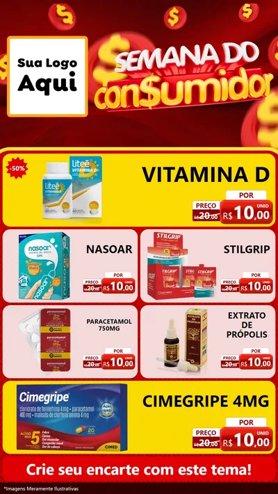 Modelo de TV para TV Vertical com o tema Semana do Consumidor para Farmácia