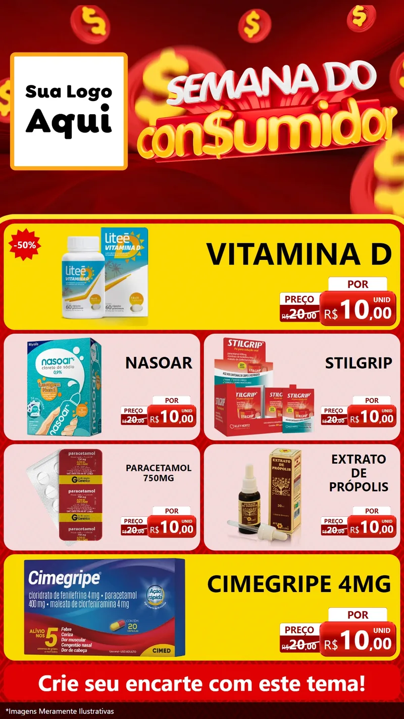 Modelo de TV para TV Vertical com o tema Semana do Consumidor para Farmácia